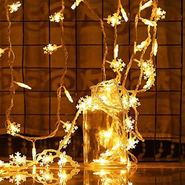 Snowflake Light Strings, Christmas Decoration with Snowflake Lights