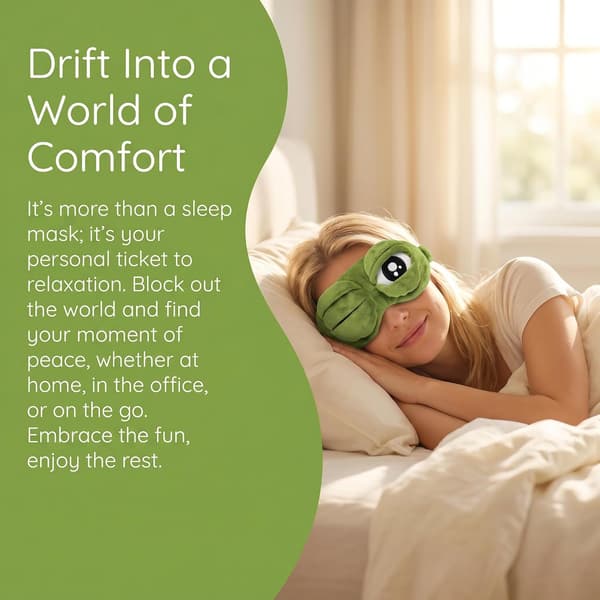 Frog Sleep Mask Funny Plush Eye Mask Adjustable Light Blocking Cover for Travel Rest