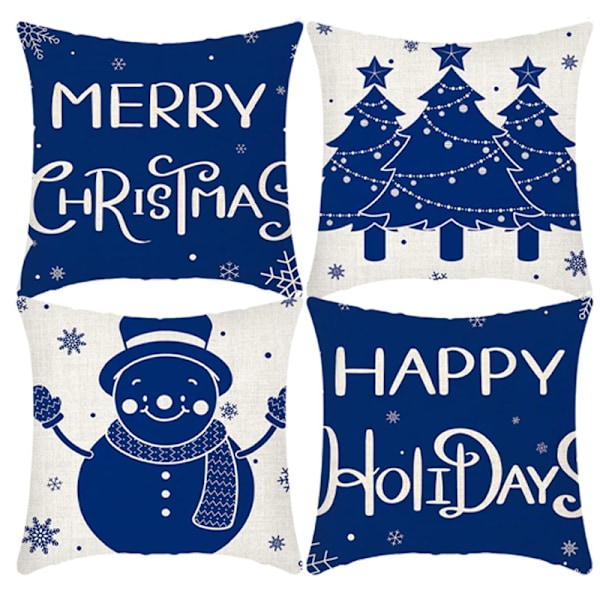 Jul kuddfodral Jultomten Snögubbe Örngott God Jul Låt Det Snöa Kuddfodral, 18 x 18 tum, 4-pack