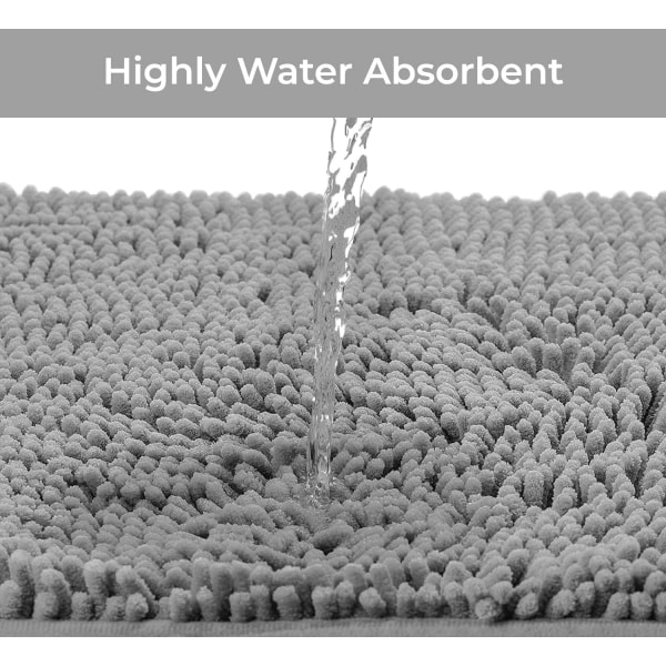 Badrumsmatta, lyxig badrumsmatta - extra mjuk plysch badrumsmatta, 1 tum chenille mikrofiber, superabsorberande lurvig badrumsmatta. 24'' x 17''