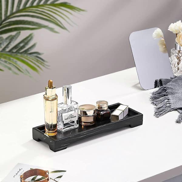 Silicone Corner Storage Tray for Bathroom, 25.5x10.5x2.5 Marble Patterned Toiletries Holder