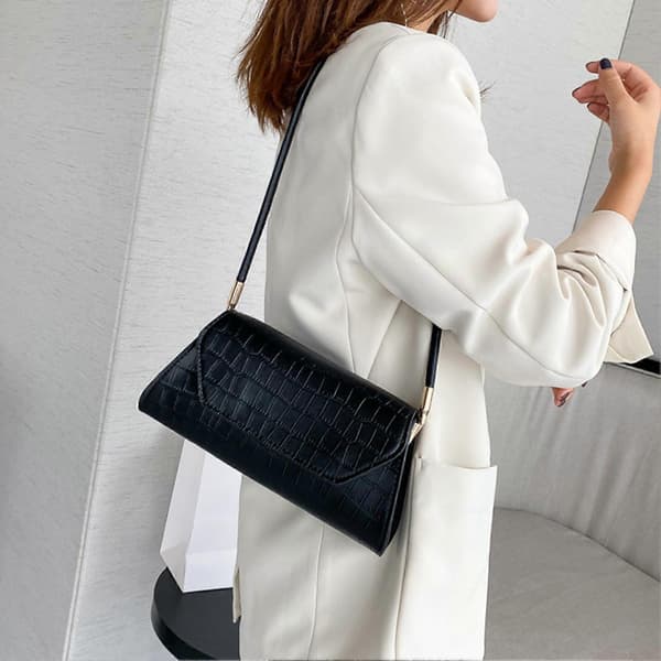 Retro Underarm Håndtaske – Holdbar Hardware – til Afslappet & Korte Ture Black