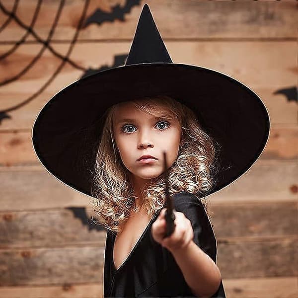 8 stykker Halloween sorte heksehatte, lige og enkle, let emballage, velegnet til Halloweenfester og karnevalsfester.,2024 Ping