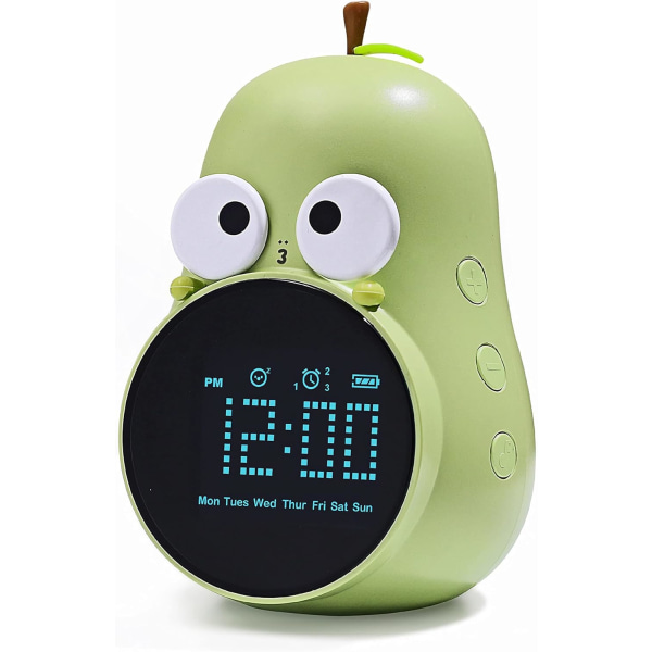 Børnevækkeur til piger Pære vækkeur med snooze Toddler søvntræningsur til soveværelse Hjemmekontor (Grøn)