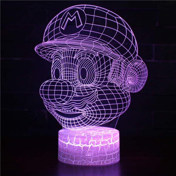 3D Nattljus, 16 färger Julbelysning Present RGB Touch Fjärrkontroll Leksaker Super Mario Skrivbordslampa för barnrum Dekoration Semesterpresenter