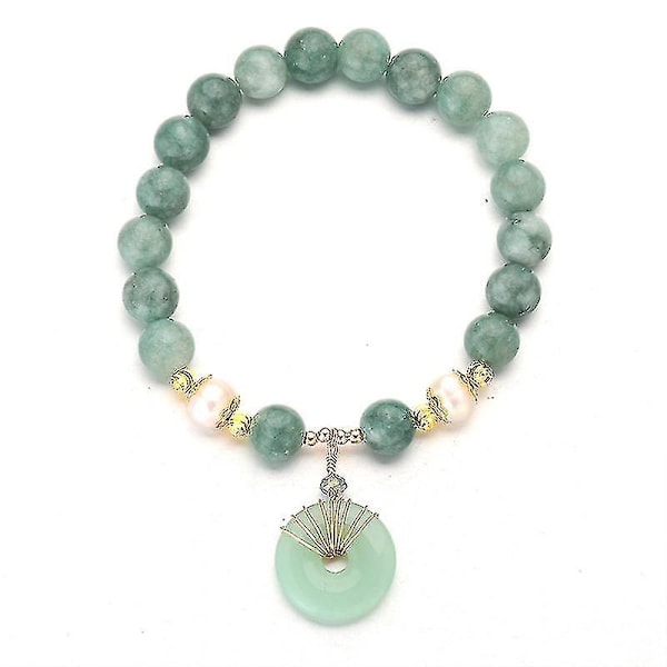 Jadegrön Naturlig Kristallpärla Par Armband Donut Spänne Hänge Överför Pärlor Kvinna Elastisk Rep Design Dt8088