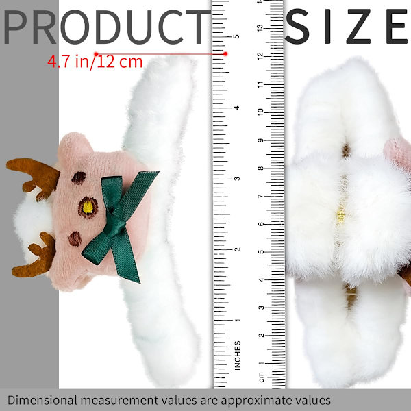 Julplysch stort hårspänne vitt plysch hårspänne älg 4,4 tum halv bulle hårspänne klo spänne hår juldekoration för kvinnor och flickor 1 stycke