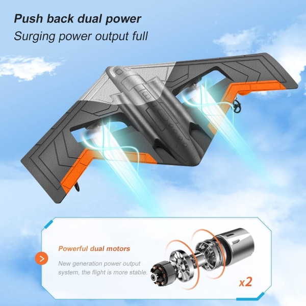 2,4 GHz Deltavingefly med LED-lys, indbygget gyrostabiliseringssystem, EPP-skummateriale fastvingefly, velegnet til begyndere (blå)
