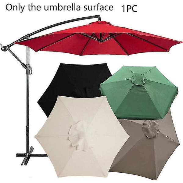 Replacement Cover for Parasol, 6 Ribs, 2m, Waterproof, Anti-UV, Replacement Fabric, Khaki