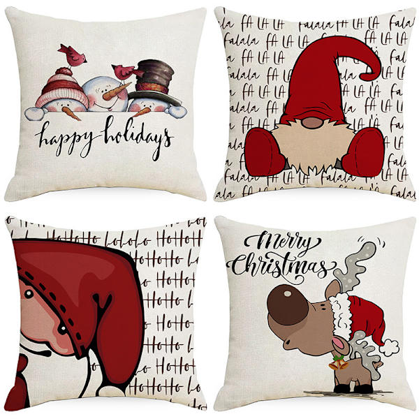 Jul kuddfodral jultomten snögubbe kasta kuddfodral glatt ljus låt det snöa kuddfodral, 18 x 18 tum, 4-pack