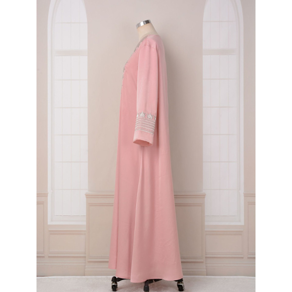 Kvinde kjole broderet badekåbe med elegant temperament (Pink,L) Pink L