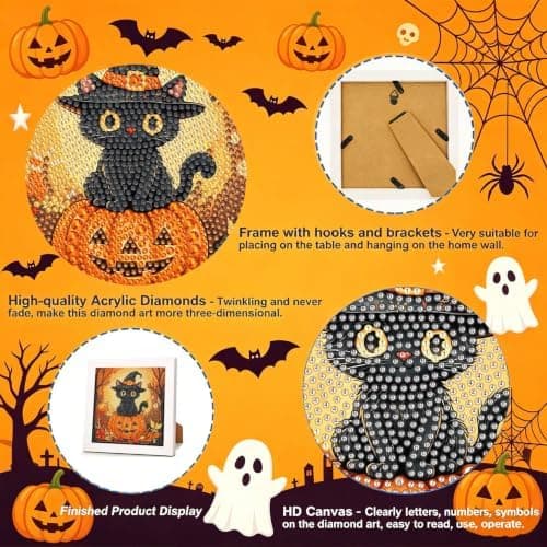 bleihum Halloween Diamond Art Kits til børn 8-12 år med ramme 7x7 tommer