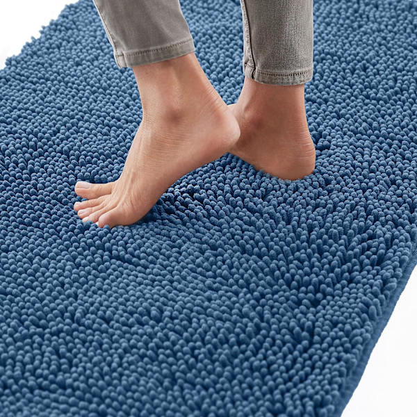 Kylpyhuoneen matto 24x17, paksu pehmeä imukykyinen chenille, kumipinnoite nopea kuiva mikrokuitumatto, konepestävä matto suihkulattialle
