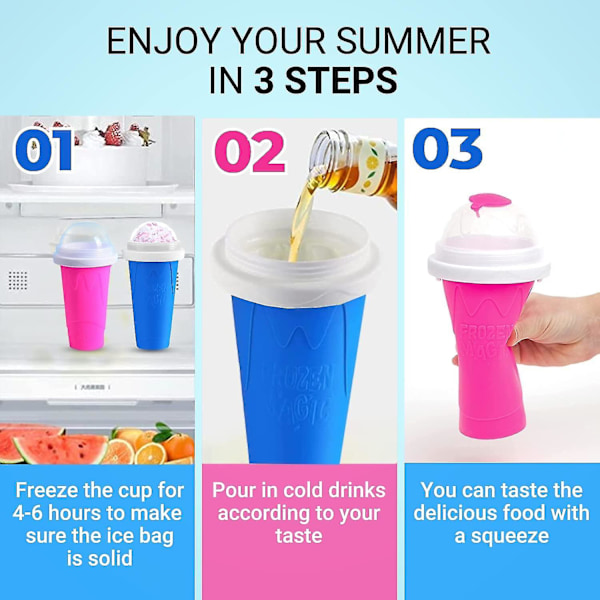 Kryc-Hjemmelavet smoothie kop, one-squeeze iskop, kølekop, hurtig nedkøling om sommeren, ryst og klem kop rose red 301-400ml