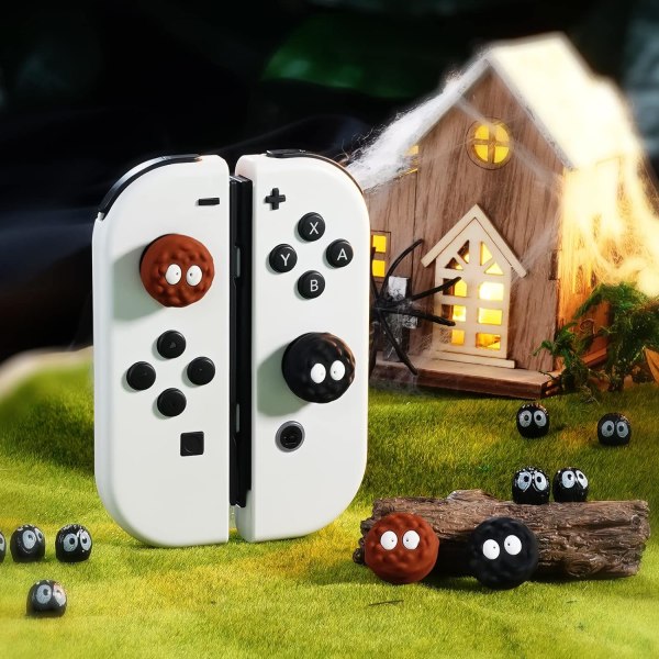 Tommelgrephetter for Nintendo Switch, søte joystick-deksler med 3D-mønsterdeksel Mykt søtt silikon analogt 4 stk sett for Switch/OLED/Lite, alver