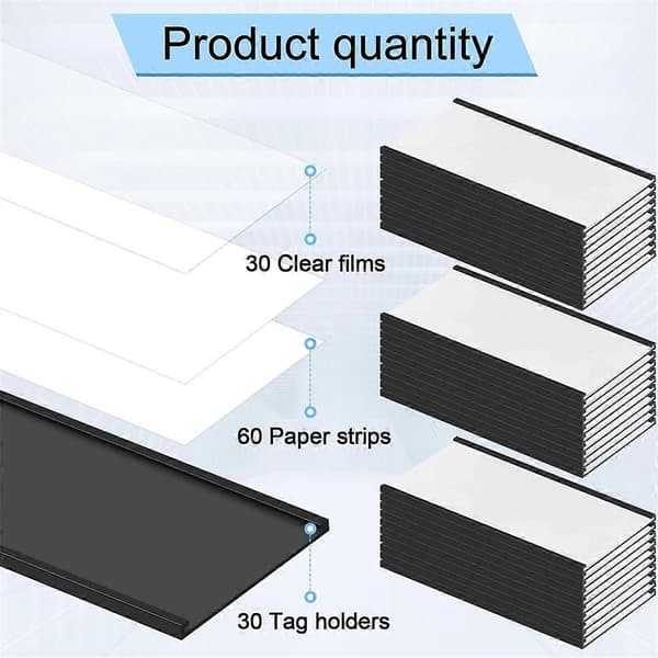 Magnetic Label Holders 1 inch x 2 inch with White Card Inserts and Transparent Plastic Covers Magnetic Data Card Holders
