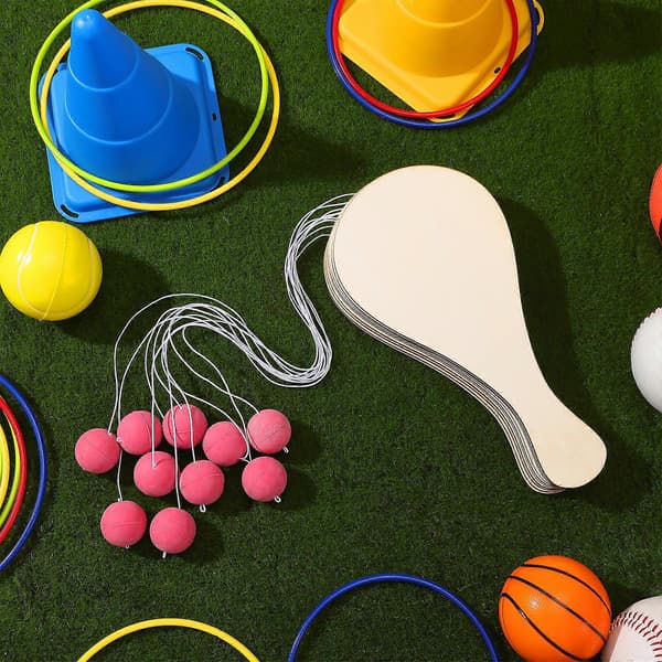 Træ-paddleball-legetøj til børns farvelægning og maling, 10 stk.