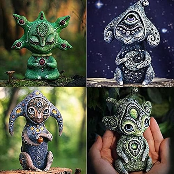 Alien varelser statyer i fantasivärlden, älvaharts prydnader, utomjordisk staty för utomhus trädgård hem festival hantverk dekoration