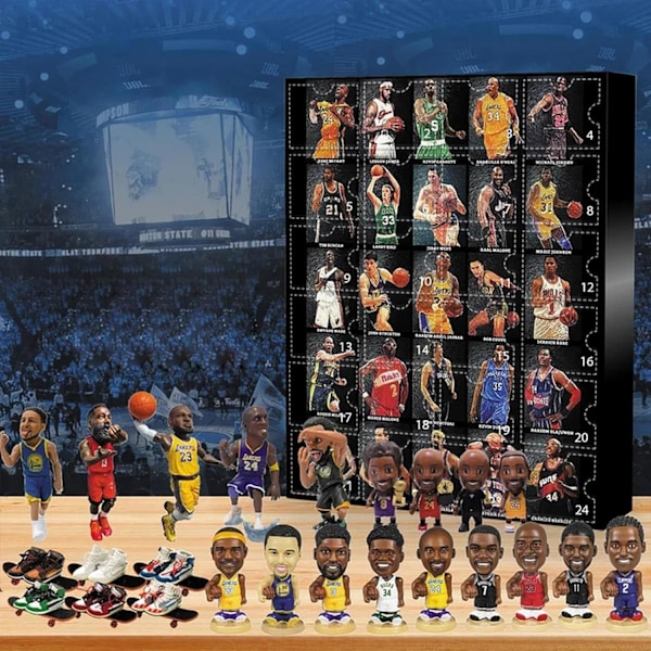 NBA Julekalender 2024 til Jul - NBA Julekalender med 24 Døre, James, Kobe, osv. Tartan Gaveæsker B
