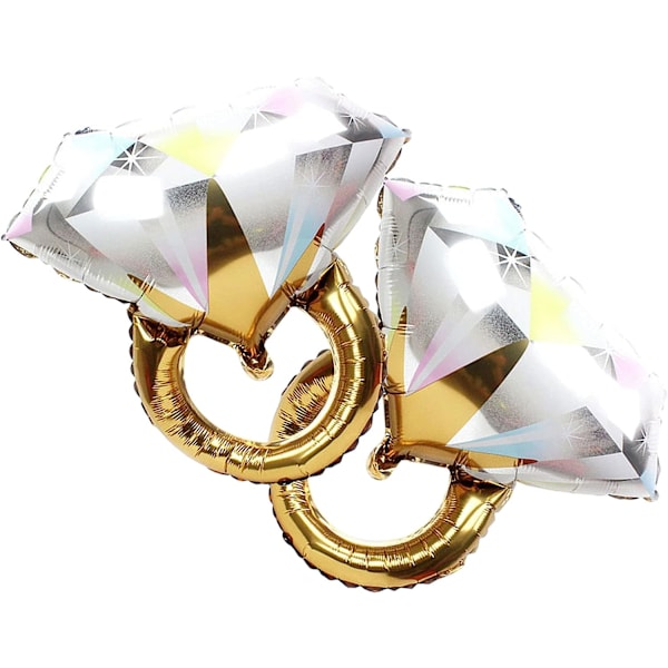 2 stk. diamant ring aluminiumsballong, bryllup brude dusj ekteskap forlovelse festutstyr