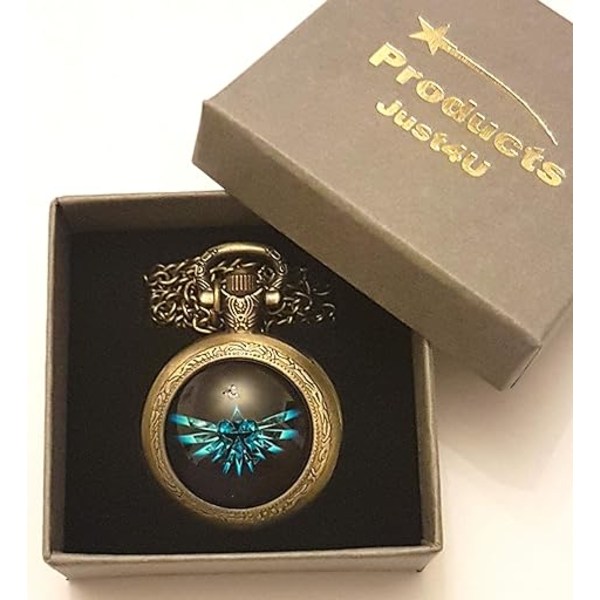 Presentförpackad Legend of Zelda Triforce Quartz Fick-/Halsbandsklocka + Gratis Reservbatteri
