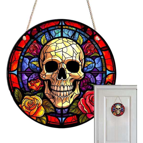 Halloween-kallo-ovikoriste | Akryylinen Spooky Skeleton -kyltti | Halloween-juhlatarvikkeet puutarhaan, kuistille, parvekkeelle, etuovelle, koristeet