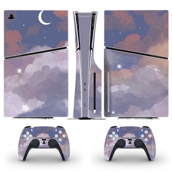 Playstation 5 Slim Ps5 Slim Night Moon Skin Decal Och Controller Stickers Set, Reptålig (Disk) Style02