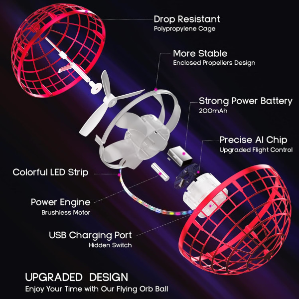 Flygande Orb Ball Leksaker Soaring Hover Boomerang Spinner Handkontrollerad Mini Drone Kosmisk Globe Spinning Barn Vuxna Utomhus Flyg Leksak Födelsedagspresent Cool