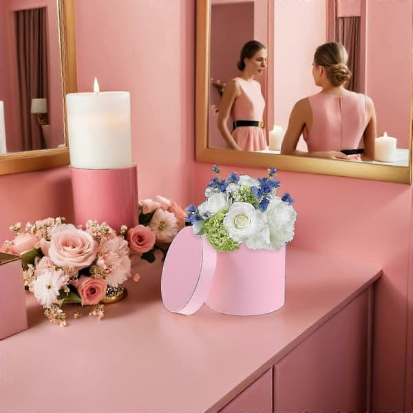Pappersblomma Cylinder Presentförpackning Rund 5.55.55.1in Bukett Förvaringslåda 1-pack