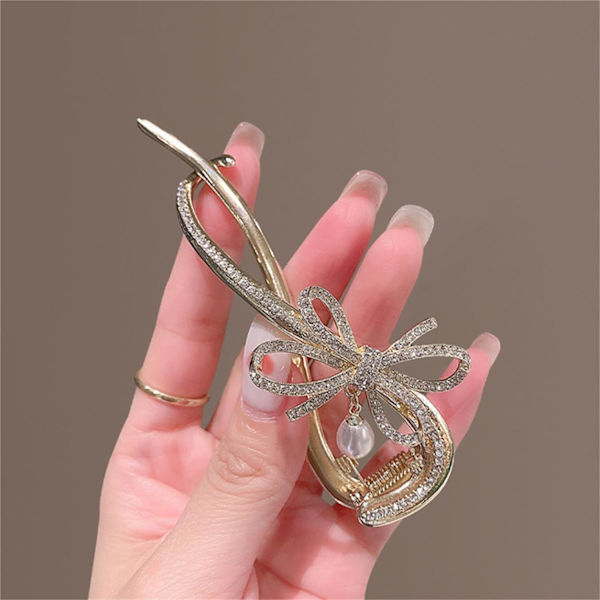 Hårklemme Fransk Perle Rhinestone Twist Bananhårklemme Dame Hårtilbehør #19