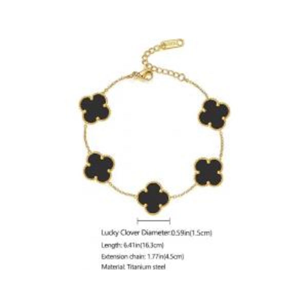 Lyckoklöver Halsband Hänge Örhängen Armband Set för Kvinnor Flickor 19k Guldpläterad Charm Söt Smycken Kvinnor Flickor Present