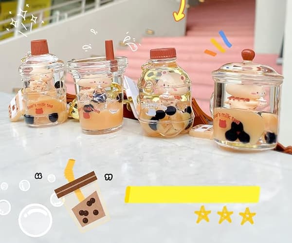 Söpö Bubble Tea Avaimenperä Boba Karhu Avaimenperä Ripustus Nuken Tytölle