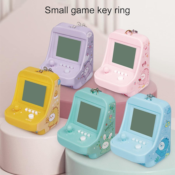 Micro Player Mini Arcade Maskine med Nøglering, 26 Klassiske Spiltilstande Understøtter Musik Mini Byggeklodsspilkonsol til Børn Blå