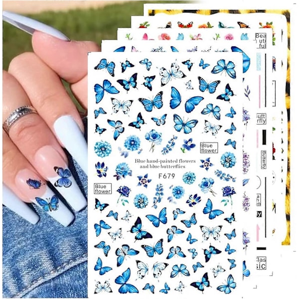 10 ark sommerfugl neglekunst klistremerker selvklebende negledekorasjoner vannoverføring Vanessa design dekorasjoner for neglegel polish