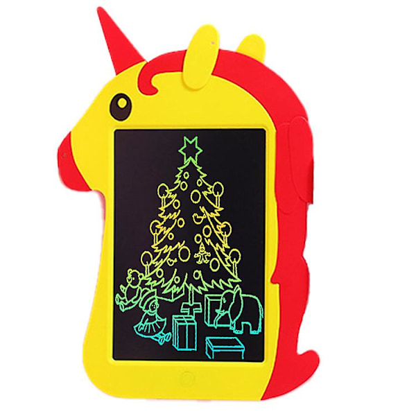 Unicorn 8,5 tommers LCD skrivetabletleker for barn gutter jenter gaver fargerik tegnebrett gul