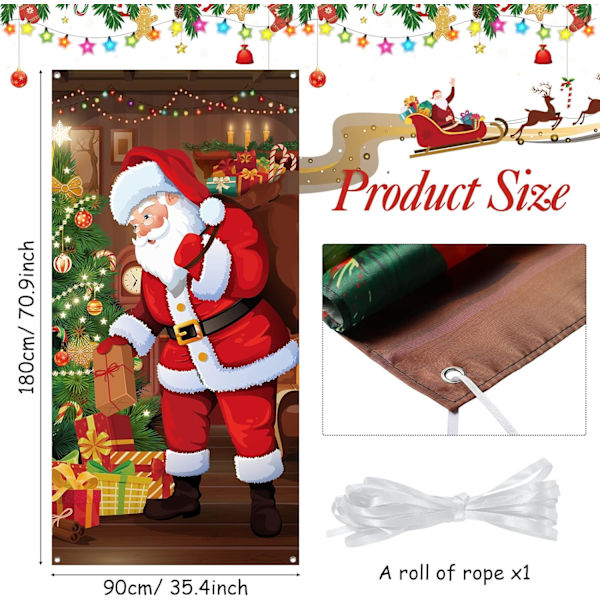 God Jul Dörrskydd Jul Hängande Banner Jultomte Dörrskydd Tyg Polyester Jul Dörrskydd Jul Dörrdekorationer, 70,9 x 35,4 Tum