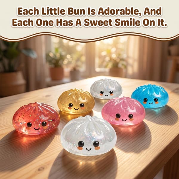 Dumpling Squishies Legetøj 5cm – Glimmer Dumpling, Farverige Dumplings Stressbolde Fidget Sensorisk Legetøj, Klem Dejbold til Stresslindring Blue