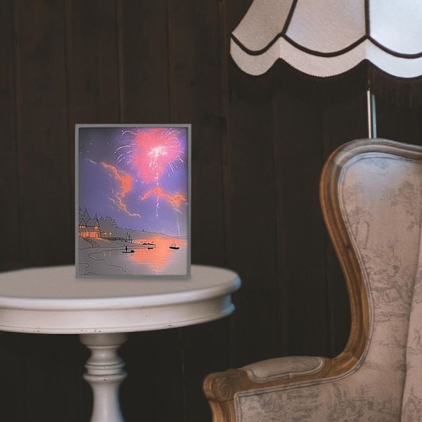 LED-belysning Dekorationsmålning, Vägglampa Skugglampa Ambient Lights Natt LED Lysande Fotoram för Hotellfest Kök Bröllop, S Fiskebåt