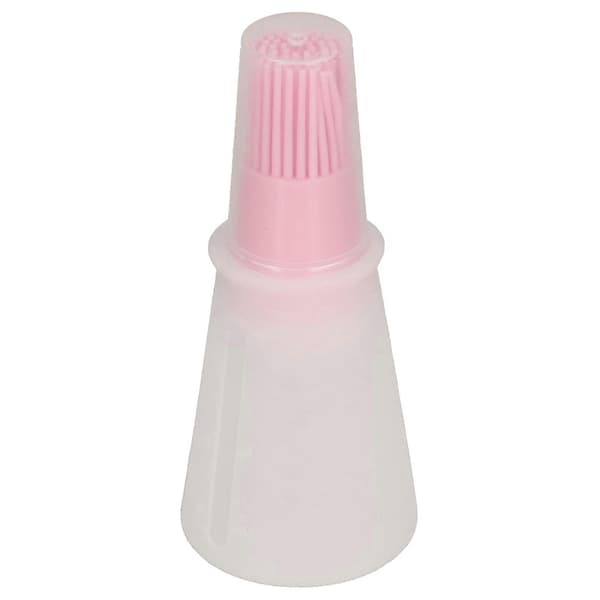Oliedispenser med børste, lækagesikker fødevaregodkendt silikoneflaske til grill, bagning, madlavning (pink)