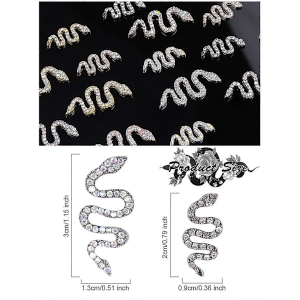 16 stycken orm nagelcharms strass metallcharm för naglar legering ab kristaller ädelstenar diamanter för nagel flatback nagelkonst strass för kvinnor flickor N