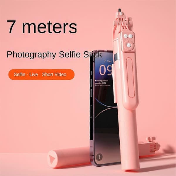Selfie Stick 360° Rotation 170cm med Trådløs Bluetooth Udvidet Tripod med Fjernudløser til Android Ios Smartphone A