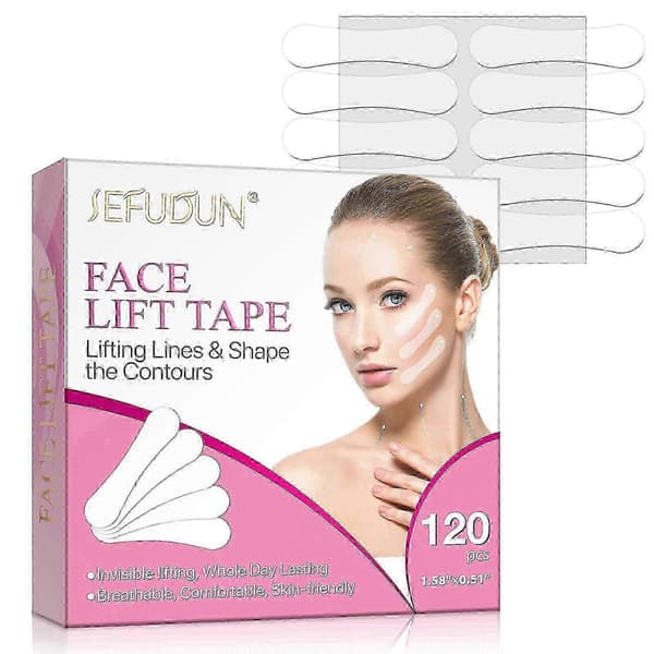 Usynlig ansiktsløftningstape - 8-timers strekkbart lim for ansiktskonturering og rynkereduksjon - Hypoallergen medisinsk kvalitet