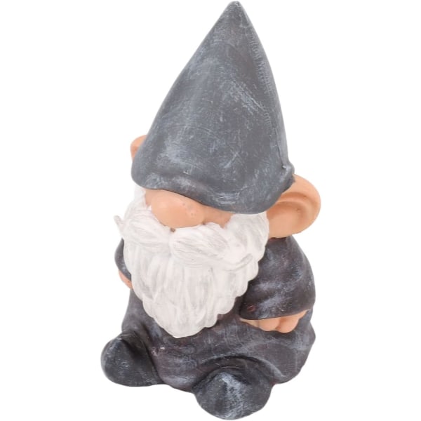 Garden Gnome Figurine, Resin Structure with Stable Bottom, Small Compact American Style for Patio (Brown Pointed Head)