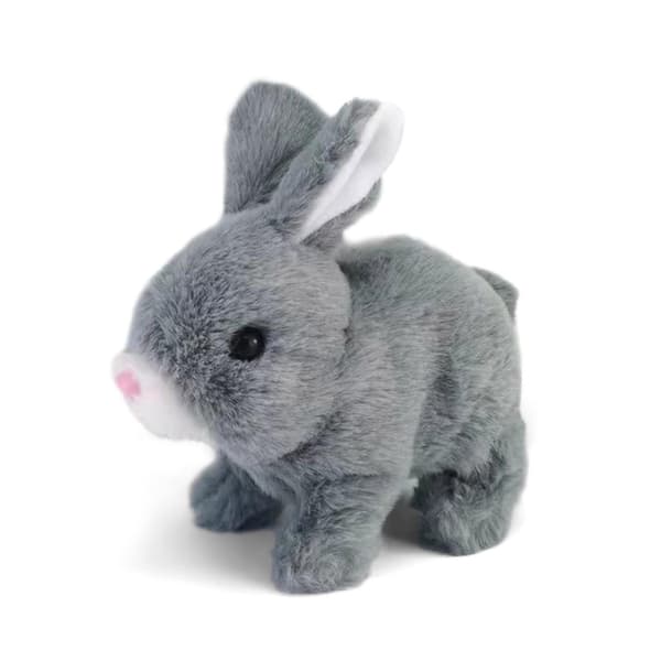 Interactive Educational Stuffed Animal Rabbit, Hopping, Walking, and Talking Toy Grey