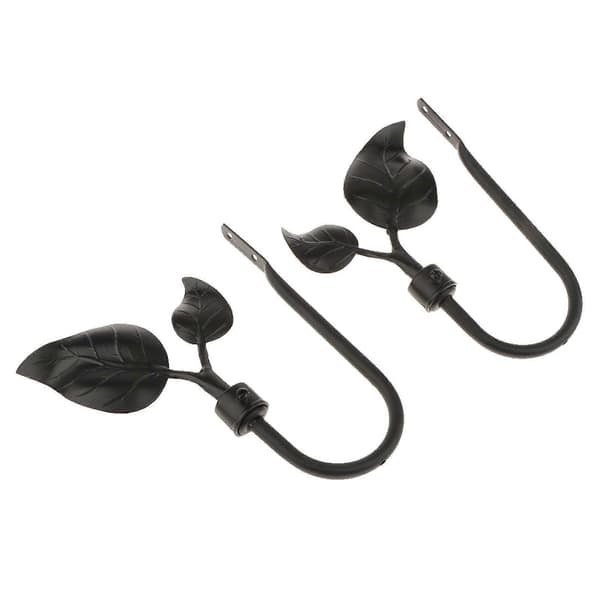 2 ST METALLBLAD GARDIN UPPHÄNGNING KROK HÅLLARE Style2 Black