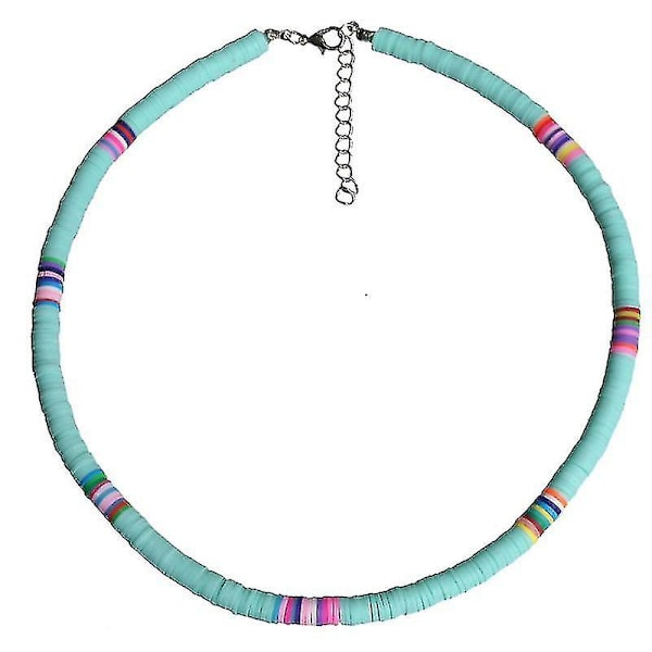 Bohemsk Strand Fargerik Leire Perlekjede Boho Regnbue Polymer Leire Halskjede Smykker For Kvinner Jenter Justerbar