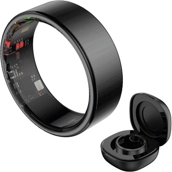 Smart Ring (Matt Svart, 8/9/10/11/12 Extra Large) black No. 9/18 inches
