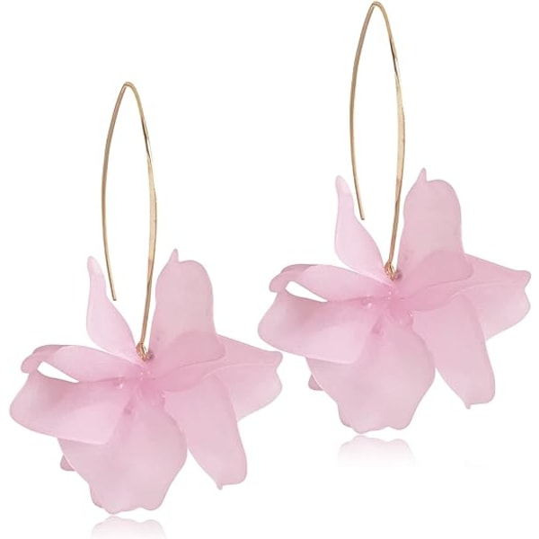 Boho Rosenblad Dangle Resin Örhängen - Långa Drop Akryl Tiered Blommiga Örhängen - Statement Överdrivna Blommiga Tofs Örhängen för Kvinnor och Flickor