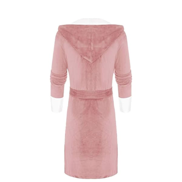 Dame Vinter Plysj Morgenkåpe med Belte Rosa L Pink