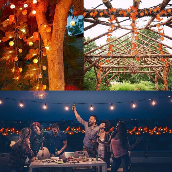 Thanksgiving Ahornblade 3M 20LED Lyskæde, Efterårs Ahornblade Lyskæde, Efterårsdekorationer til Ferie Efterår Garland Hjem Indendørs Dekoration